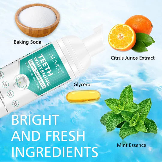 ALIVER Teeth Whitening Mousse Blanchissante pour les Dents – Sourire Blanc & Frais au Quotidien