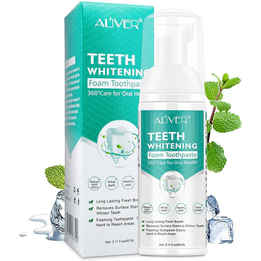ALIVER Teeth Whitening Mousse Blanchissante pour les Dents – Sourire Blanc & Frais au Quotidien