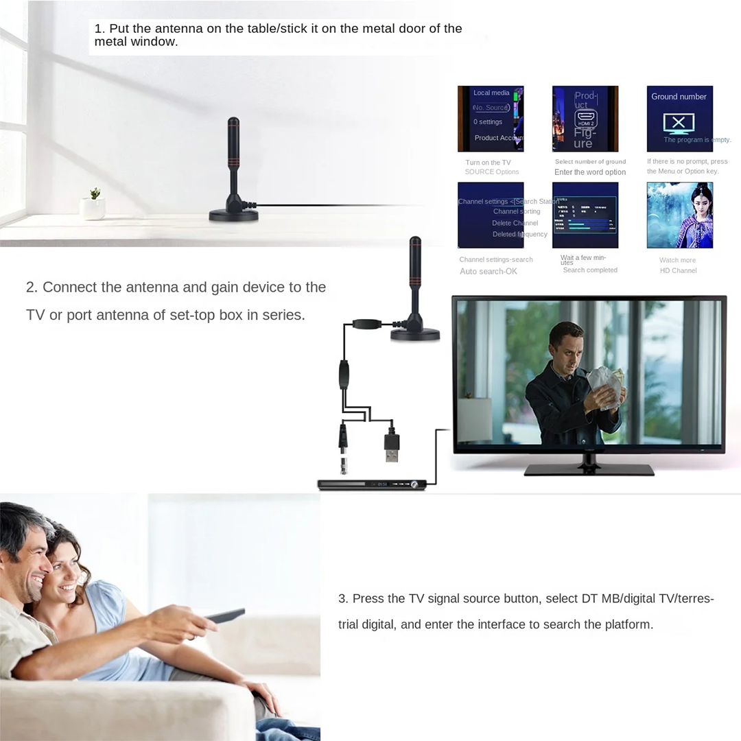 📡 Antenne TV Intérieure DTMB – Image Claire, Signal Puissant à la Maison